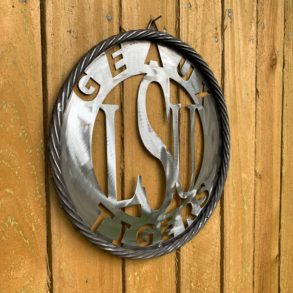 12",18",24",32" LSU GEAUX TIGERS CUSTOM METAL VINTAGE CRAFT TEAM SIGN WESTERN HOME DECOR HANDMADE
