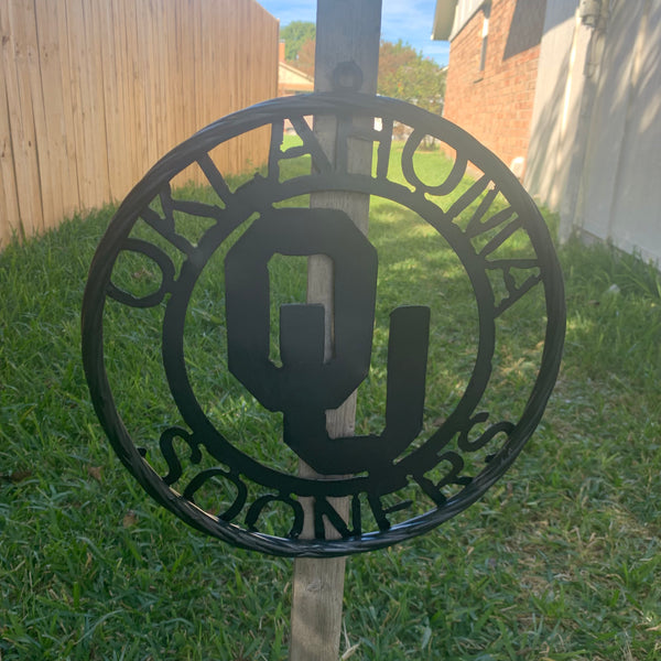 12", 18", 24", 32" OU OKLAHOMA SOONERS RUSTIC BLACK METAL CUSTOM VINTAGE CRAFT WALL ART TEAM SIGN HANDMADE