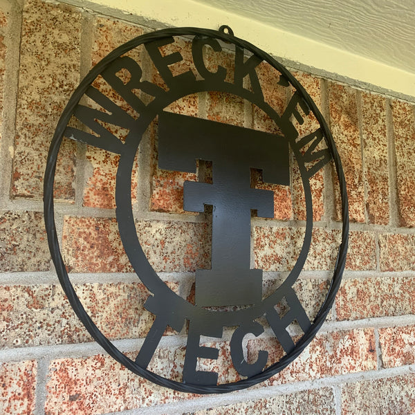 12",18",24",32",36" WRECKEM TEXAS TECH SOLID PLAIN T CUSTOM VINTAGE CRAFT METAL TEAM SIGN HANDMADE