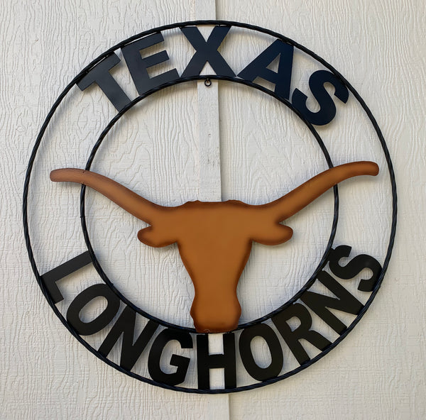 TEXAS LONGHORNS CUSTOM METAL VINTAGE CRAFT TEAM SIGN WESTERN HOME DECOR HANDMADE #EH90072