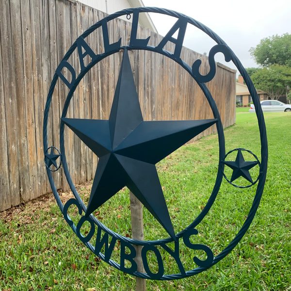 DALLAS COWBOYS NAVY BLUE BARN STAR METAL LONE STAR WESTERN HOME DECOR HANDMADE 24",32",36",40",42",44",46",50"
