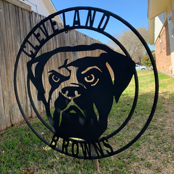 CLEVELAND BROWNS METAL CUSTOM VINTAGE CRAFT ART HANDMADE RUSTIC BLACK