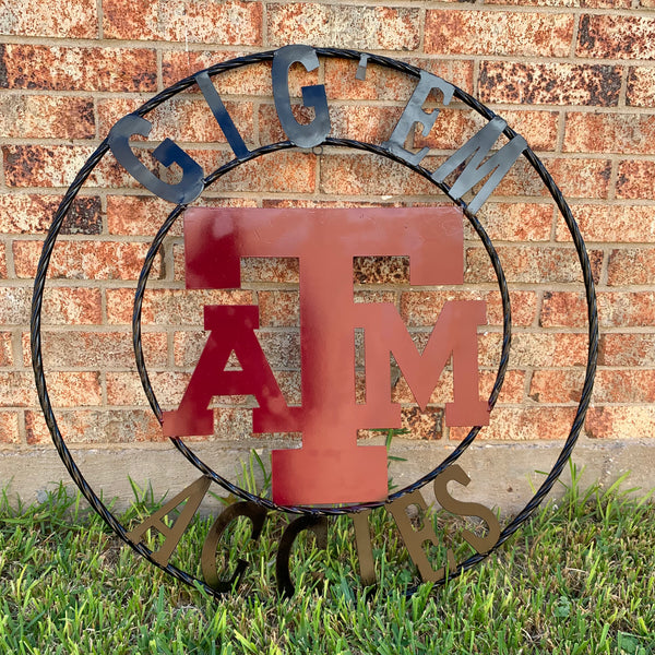 GIGEM AGGIES METAL CUSTOM VINTAGE CRAFT TEAM SIGN HANDMADE