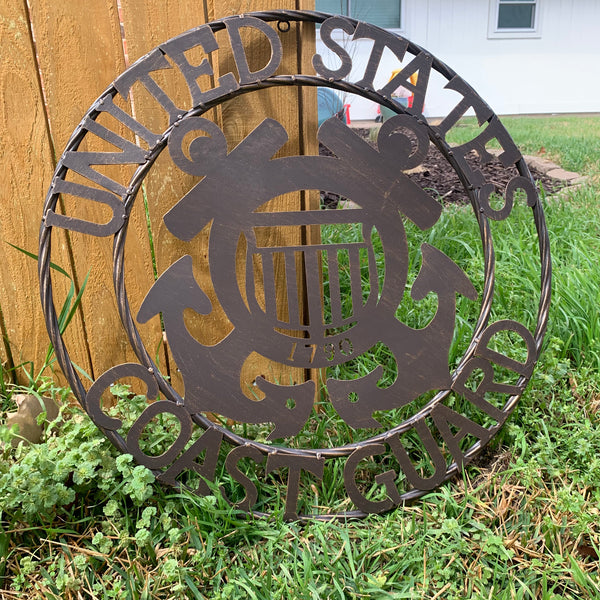 24" USA COAST GUARD MILITARY METAL WALL ART DECOR VINTAGE RUSTIC BRONZE WESTERN HOME DECOR NEW