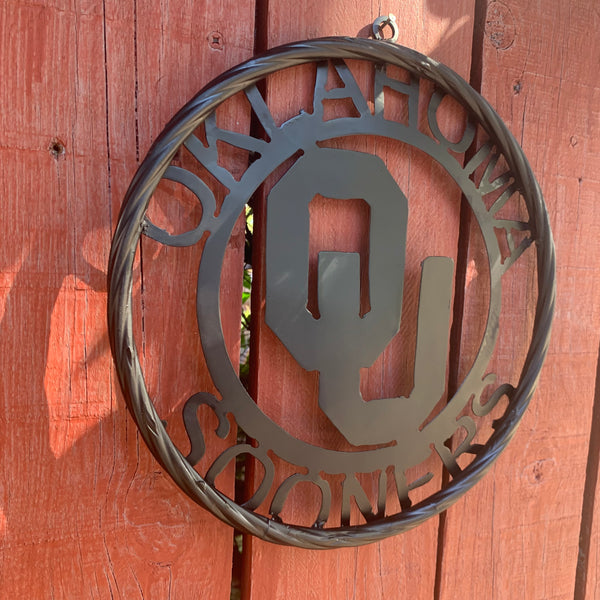 12", 18", 24", 32" OU OKLAHOMA SOONERS RUSTIC BLACK METAL CUSTOM VINTAGE CRAFT WALL ART TEAM SIGN HANDMADE