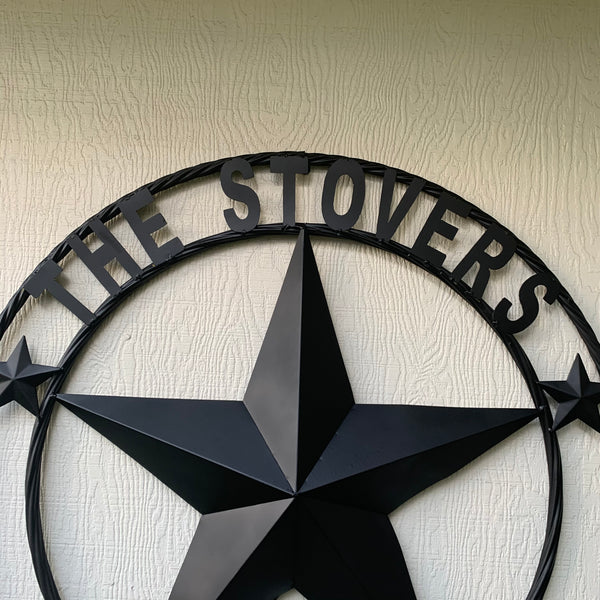 KOLET FAMILY STYLE YOUR CUSTOM FAMILY NAME STAR METAL BARN STAR ROPE RING KOLET FAMILY WESTERN HOME DECOR VINTAGE RUSTIC BROWN NEW HANDMADE 24",32",34",36",40",42",44",46",50"