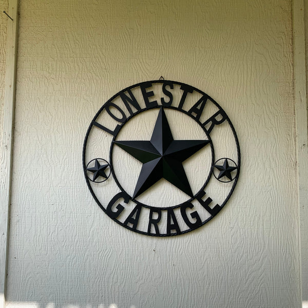 LONESTAR GARAGE STYLE CUSTOM BARN NAME STAR LONESTAR GARAGE METAL NAME BARN STAR WITH TWISTED ROPE RING 3d STAR ART WESTERN HOME DECOR RUSTIC BROWN
