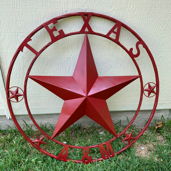 TEXAS A&M BURGUNDY RED BARN LONE STAR METAL CUSTOM VINTAGE CRAFT TEAM STAR WESTERN HOME DECOR HANDMADE SIZE:24",32",36",40",42",44",46",50"