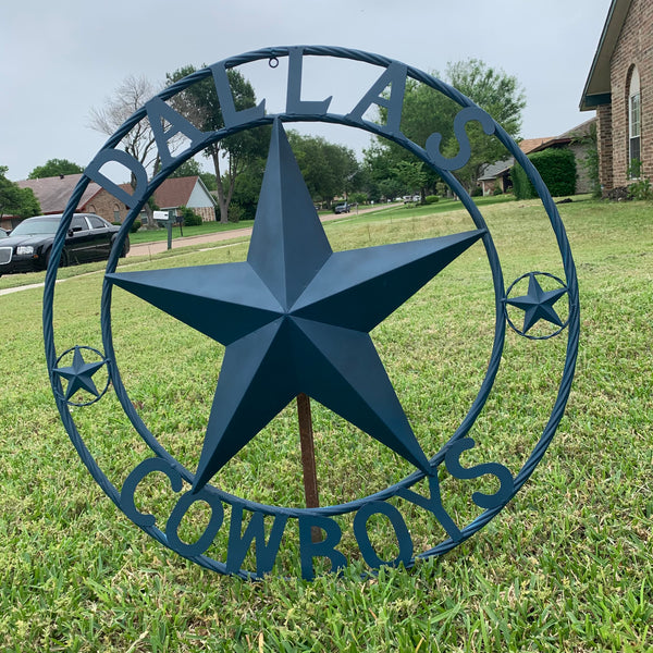 DALLAS COWBOYS NAVY BLUE BARN STAR METAL LONE STAR WESTERN HOME DECOR HANDMADE 24",32",36",40",42",44",46",50"