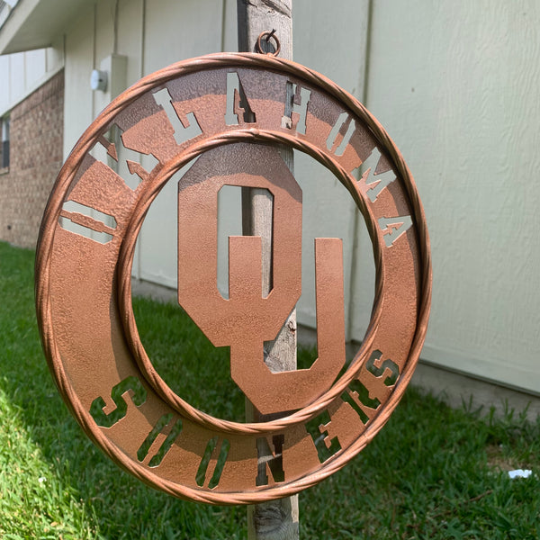 12",18",24",32" OU SOONERS HAMMERED COPPER CUSTOM METAL VINTAGE CRAFT TEAM SIGN HANDMADE CRAFT