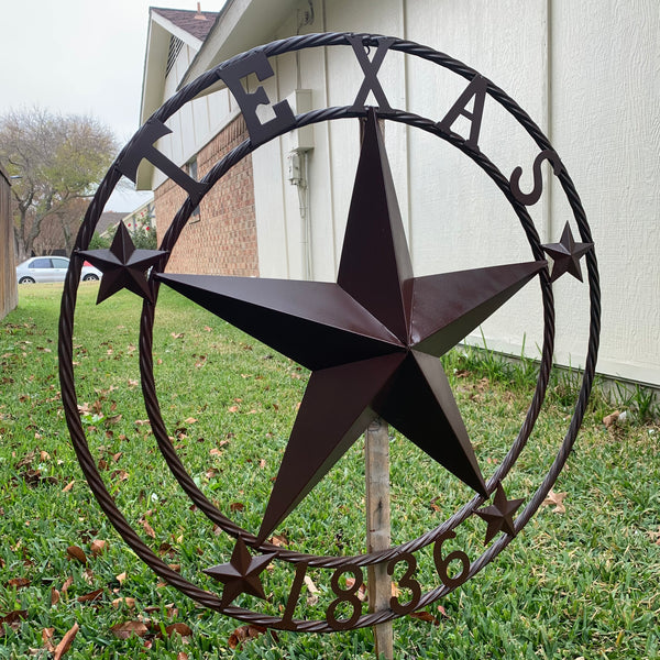 36" TEXAS 1836 BROWN BARN STAR METAL ART WESTERN HOME DECOR VINTAGE RUSTIC CRAFT ART