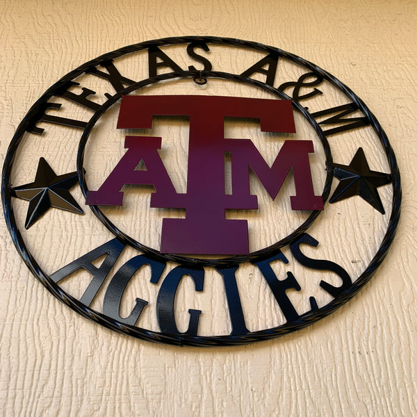 TEXAS A&M WITH STARS CUSTOM METAL VINTAGE CRAFT SIGN WALL ART TEAM SIGN HANDMADE