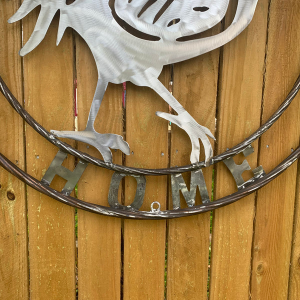 YOUR CUSTOM NAME ROOSTER LASERCUT RAW METAL ART WITH RING DESIGN WESTERN METAL ANIMAL ART HOME WALL DECOR BRAND NEW