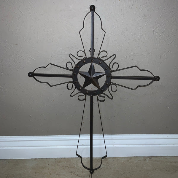 STAR METAL CROSS WALL ART DARK BRONZE COPPER