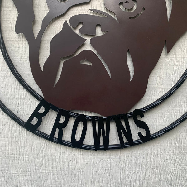 CLEVELAND BROWNS METAL CUSTOM VINTAGE CRAFT ART HANDMADE RUSTIC BROWN