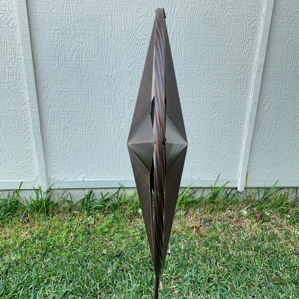 12",16",24" DOUBLE STAR ON STAKE METAL BRONZE COPPER BARN STAR WITH TWISTED ROPE RING CRAFT WESTERN HOME DECOR RUSTIC DECOR