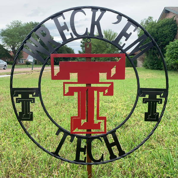 12", 18", 24", 32" WRECKEM TEXAS TECH METAL CUSTOM VINTAGE CRAFT TEAM SIGN HANDMADE