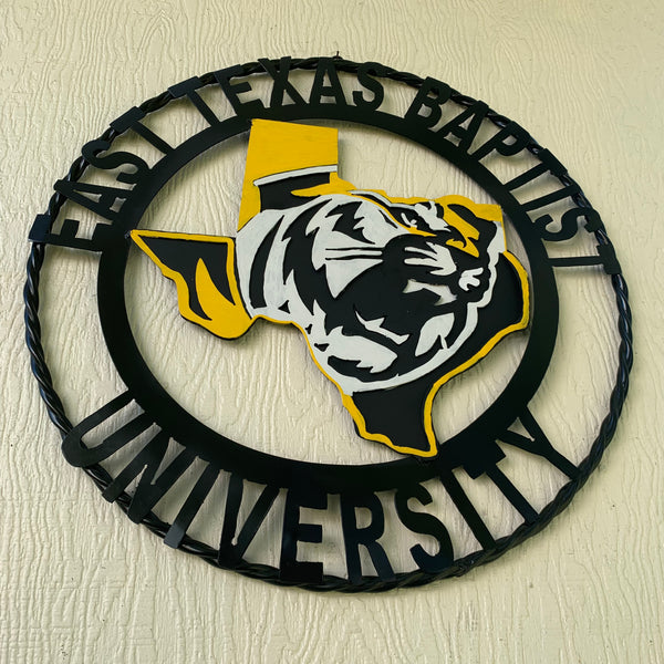 EAST TEXAS BAPTIST UNIVERSITY METAL CUSTOM VINTAGE CRAFT SIGN WALL ART TEAM HANDMADE