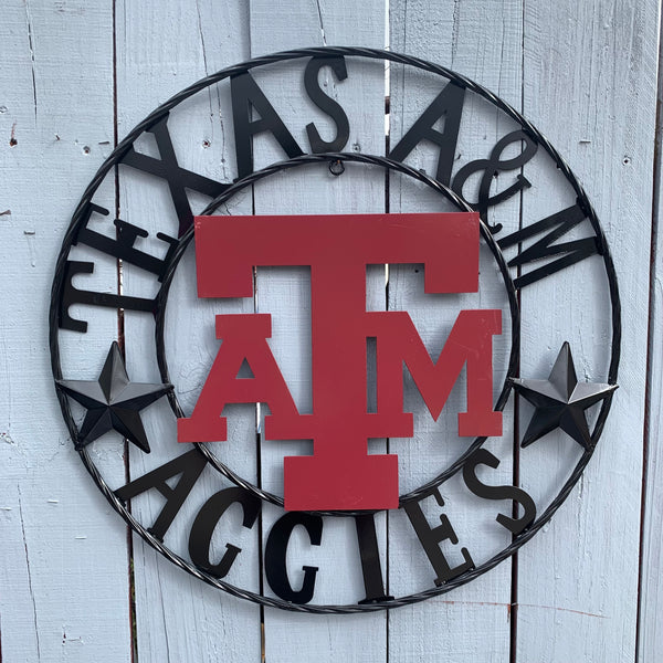 12", 18", 24", 32" TEXAS A&M AGGIES STARS METAL CUSTOM VINTAGE CRAFT WALL ART TEAM SIGN HANDMADE