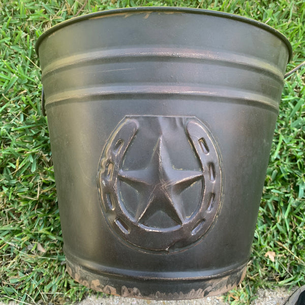 #RA3362 ROUND 12.5" HORSESHOE STAR TUB WESTERN HOME DECOR METAL ART--BRAND NEW