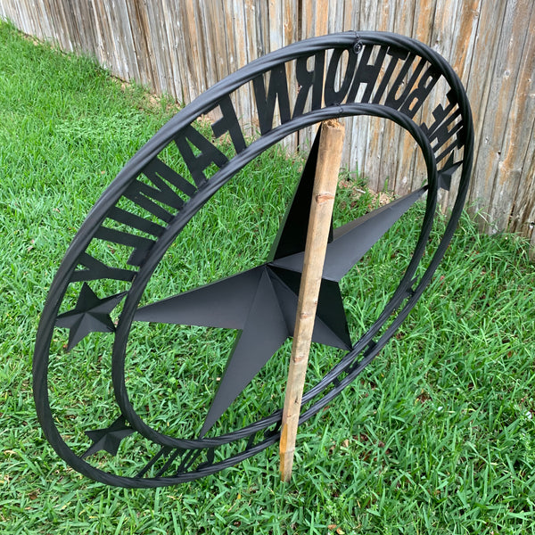LOPEZ CUSTOM STAR NAME BARN METAL STAR 3d TWISTED ROPE RING WESTERN HOME DECOR RUSTIC  BRONZE HANDMADE 24",32",34",36",40",42",44",46",50"