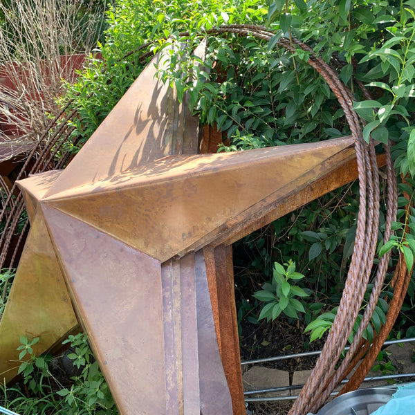 #EH10507 TEXAS GIANT 8,6,5,4 FOOT NATURAL RUSTIC SEALED UNPAINTED LARGE OVERSIZE METAL LONESTAR GENUINE RUST PATINA LONE STAR TWISTED ROPE RING 4,5,6,8 FOOT