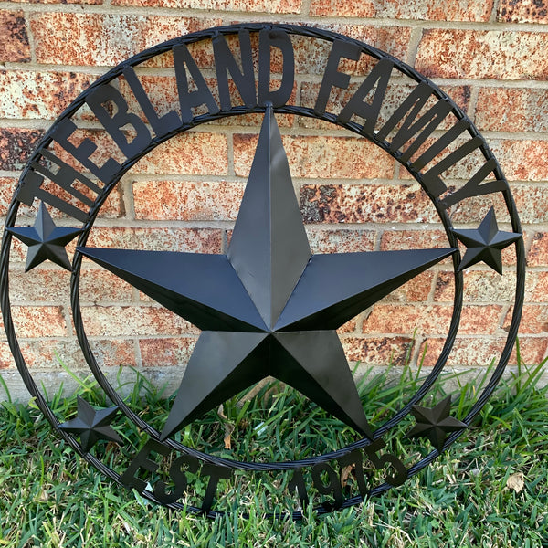 KOLET FAMILY STYLE YOUR CUSTOM FAMILY NAME STAR METAL BARN STAR ROPE RING KOLET FAMILY WESTERN HOME DECOR VINTAGE RUSTIC BROWN NEW HANDMADE 24",32",34",36",40",42",44",46",50"
