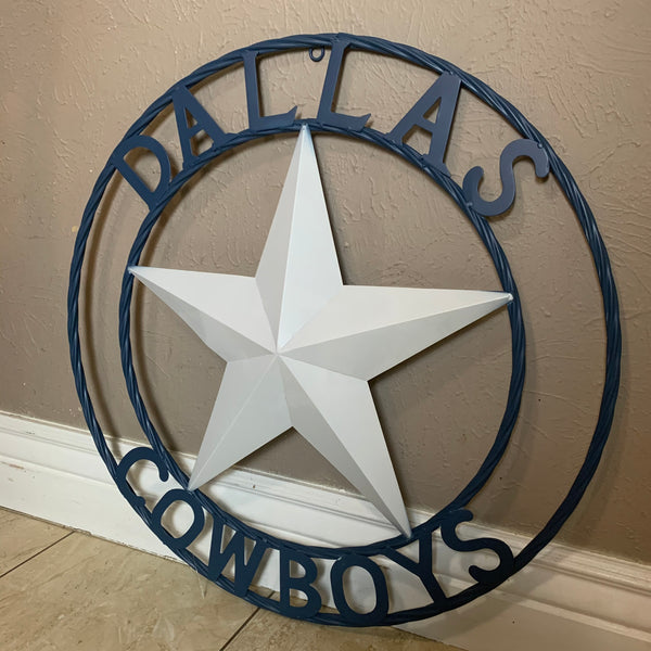 DALLAS COWBOYS STAR METAL BARN LONE STAR WESTERN HOME DECOR BLUE & WHITE STAR, SIZE:24",32",36",40",42",44",46",50"