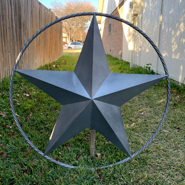 12",16",24",32",34", 36",38",40",48",60",72",96" RUSTIC GREY BARN LONE STAR WITH TWISTED ROPE RING METAL WALL ART WESTERN HOME DECOR VINTAGE RUSTIC CRAFT NEW