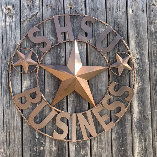 24",32" SHSU SAM HOUSTON BEARKATS BUSINESS RUSTIC BRONZE COPPER METAL CUSTOM VINTAGE CRAFT RUSTIC BLACK TEAM STAR HANDMADE