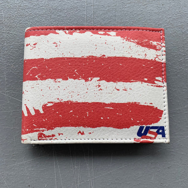 4.25" x 3.75" USA FLAG RED WHITE BLUE WALLET LEATHER BIFOLD WALLET NEW-- FREE SHIPPING