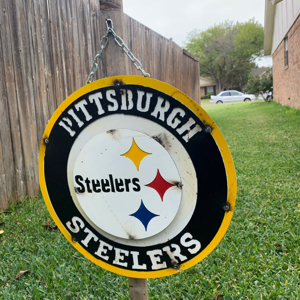 15" PITTSBURGH METAL DISC CUSTOM VINTAGE CRAFT TEAM SPORTS SIGN