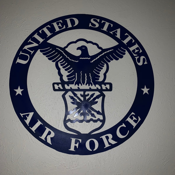 24" US AIR FORCE LASERCUT BLUE MILITARY METAL WALL ART AIRFORCE WESTERN HOME DECOR NEW