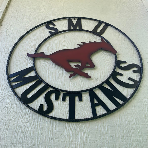 12",18",24",32",36" SMU MUSTANGS METAL CUSTOM VINTAGE CRAFT WALL ART TEAM SIGN HANDMADE