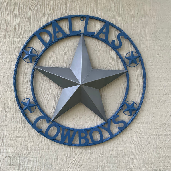 DALLAS COWBOYS LIGHT BLUE & SILVER DECOR METAL ART WESTERN HOME WALL DECOR SIZE:24",32",36",40",42",44",46",50"