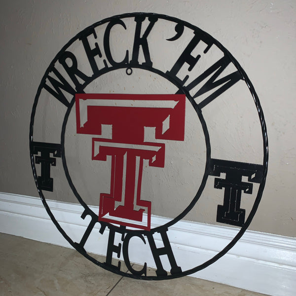 12", 18", 24", 32" WRECKEM TEXAS TECH METAL CUSTOM VINTAGE CRAFT TEAM SIGN HANDMADE