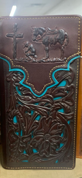 #LG GENUINE LEATHER WESTERN CHECKBOOK MEN'S WALLET WESTERN FASHION--FREE SHIPPING