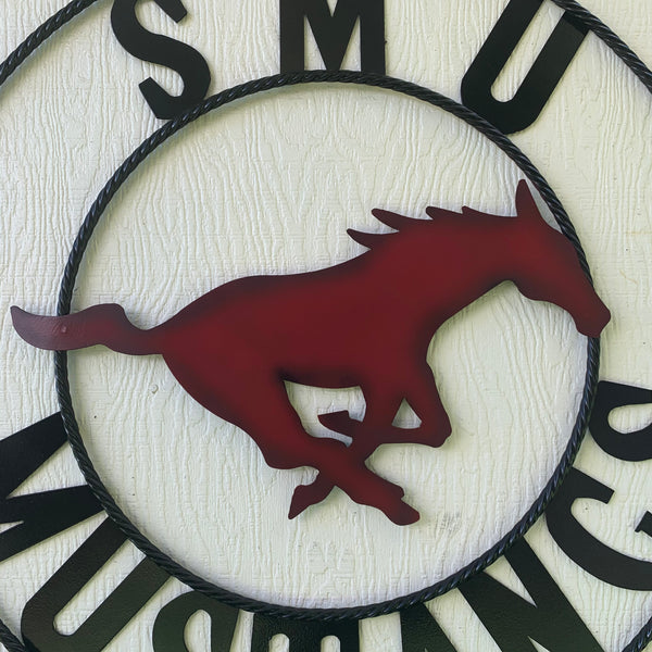 12",18",24",32",36" SMU MUSTANGS METAL CUSTOM VINTAGE CRAFT WALL ART TEAM SIGN HANDMADE