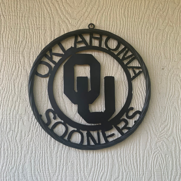 12", 18", 24", 32" OU OKLAHOMA SOONERS RUSTIC BLACK METAL CUSTOM VINTAGE CRAFT WALL ART TEAM SIGN HANDMADE