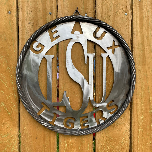 12",18",24",32" LSU GEAUX TIGERS CUSTOM METAL VINTAGE CRAFT TEAM SIGN WESTERN HOME DECOR HANDMADE