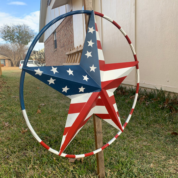 PEACE STAR SIGN METAL RED WHT BLUE STAR WESTERN HOME DECOR HANDMADE 12",16",24",32"36",38",40",48"