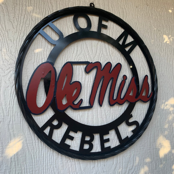OLE MISS REBELS MISSISSIPPI METAL CUSTOM VINTAGE CRAFT TEAM SIGN HANDMADE