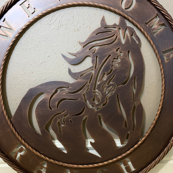 23" WELCOME RANCH HORSE METAL WALL DECOR WESTERN HOME DECOR HANDMADE NEW