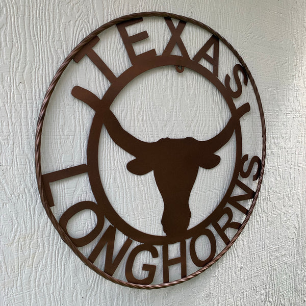 40",44",50" TEXAS LONGHORNS CUSTOM METAL VINTAGE CRAFT SIGN TEAM ART WESTERN HOJME DECOR RUSTIC BRONZE