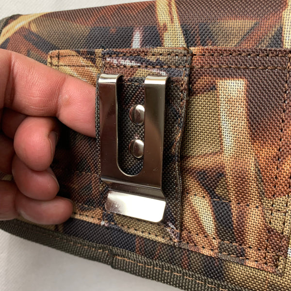 MX_LPOTX-EUH-CAMO 7" LUXMO XL MEGA EXTRA LARGE HORIZONTAL CAMO RUGGED POUCH VELCO CLOSURE  &  BELT LOOP CLIP HOLSTER CELL PHONE CASE UNIVERSAL OVERSIZE