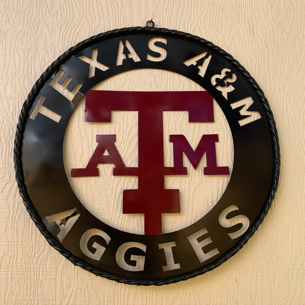 24" TEXAS A&M WIDE BAND RING CUSTOM METAL VINTAGE CRAFT SIGN TEAM HANDMADE