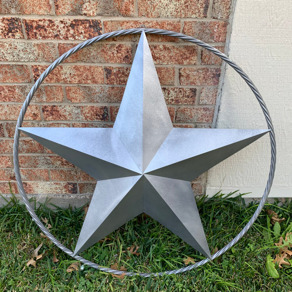 12",16",24",32",34", 36",38",40",48",60",72",96" RUSTIC GREY BARN LONE STAR WITH TWISTED ROPE RING METAL WALL ART WESTERN HOME DECOR VINTAGE RUSTIC CRAFT NEW