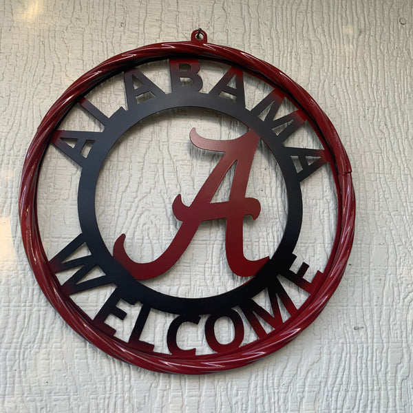 ALABAMA WELCOME RED & BLACK CUSTOM METAL VINTAGE SIGN TEAM HANDMADE