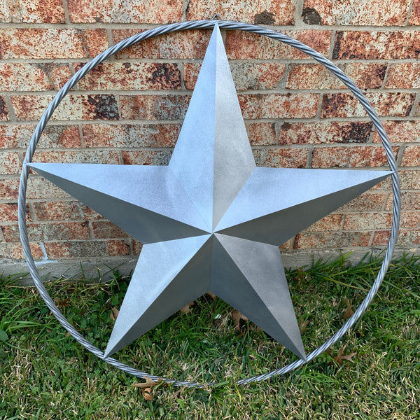 12",16",24",32",34", 36",38",40",48",60",72",96" RUSTIC GREY BARN LONE STAR WITH TWISTED ROPE RING METAL WALL ART WESTERN HOME DECOR VINTAGE RUSTIC CRAFT NEW