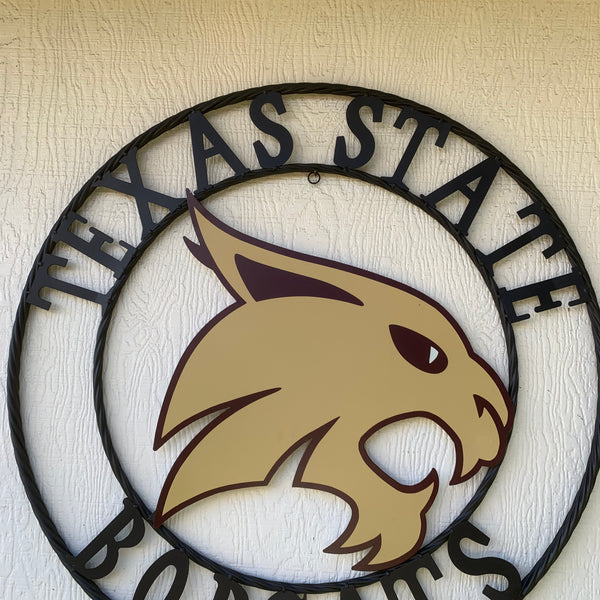12",18",24",32",36" TEXAS STATE BOBCATS CUSTOM METAL VINTAGE CRAFT TEAM SIGN WESTERN HOME DECOR HANDMADE